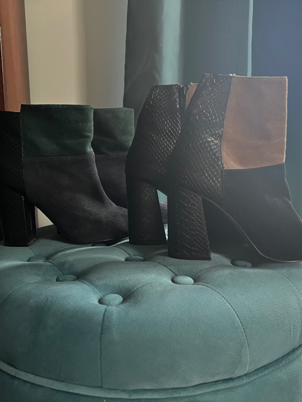 2 pair Chinese Laundry Kristin Cavallari leather mixed media ankle boots
